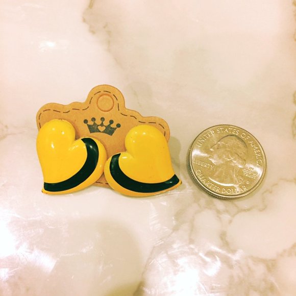 Yellow Heart 80 Style Statement Earrings - Picture 2 of 3